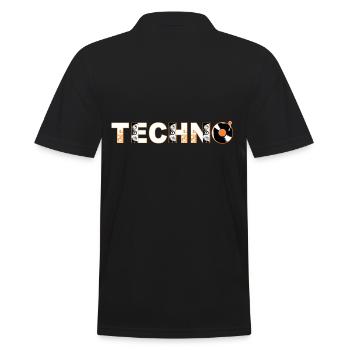 Techno Fusion Typographie Musique Club Sound Party - Polo Homme - noir - Dos - Kai (181cm)