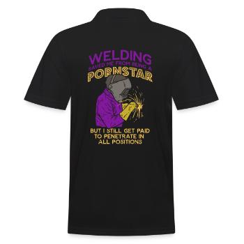 Schweißen Spruch Lustig Schweißer Stahlarbeiter - Männer Poloshirt - Schwarz - Hinten - Kai (181cm)