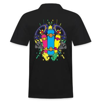 Skateboard Skateboarding Cool Listening to Music - Men's Polo Shirt - black - Back - Kai (181cm)