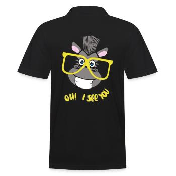 I see you! Funny zebra with glasses - Men's Polo Shirt - black - Back - Kai (181cm)