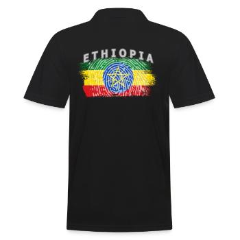 Ethiopia flag vintage gift - Men's Polo Shirt - black - Back - Kai (181cm)