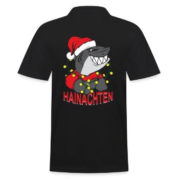Weihnachten Lustig Hainachten Lustiger Hai - Männer Poloshirt - Schwarz - Hinten - Kai (181cm)
