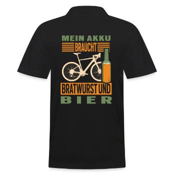 Fahrrad Bratwurst und Bier Radtour Grillen - Männer Poloshirt - Schwarz - Hinten - Kai (181cm)