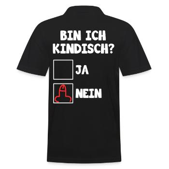 Bin ich kindisch ja nein für dunkle Mode - Männer Poloshirt - Schwarz - Hinten - Kai (181cm)