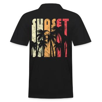 Palmier d'été coucher de soleil vintage rétro - Polo Homme - noir - Dos - Kai (181cm)