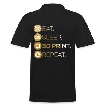 3D printer Eat Sleep Repeat - Men's Polo Shirt - black - Back - Kai (181cm)