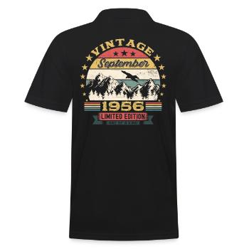Septembre Né 1956 Cadeau du 66e anniversaire - Polo Homme - noir - Dos - Kai (181cm)