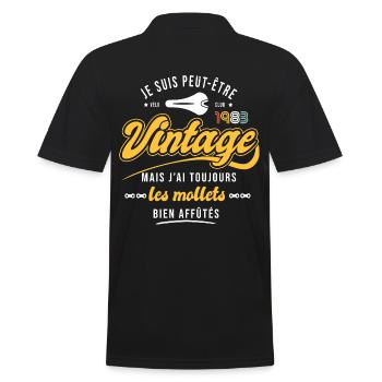 1983 vélo anniversaire 40 ans velo cycliste sport - Polo Homme - noir - Dos - Kai (181cm)