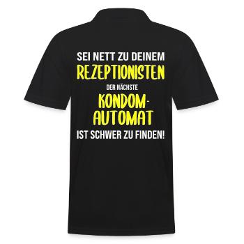 Rezeptionist Hotel Pension Kondome Geschenk lustig - Männer Poloshirt - Schwarz - Hinten - Kai (181cm)