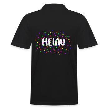 HELAU KONFETTI FASTNACHT FASCHING ROSENMONTAG FUN - Männer Poloshirt - Schwarz - Hinten - Kai (181cm)