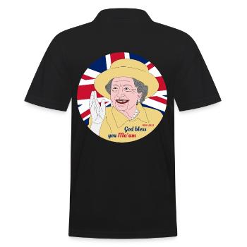 Elizabeth II Andenken - Männer Poloshirt - Schwarz - Hinten - Kai (181cm)