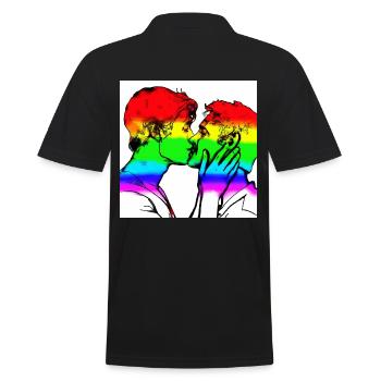 Kissing men - Men's Polo Shirt - black - Back - Kai (181cm)