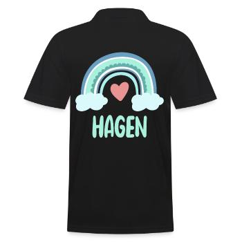 Hagen Name Regenbogen Baby - Männer Poloshirt - Schwarz - Hinten - Kai (181cm)