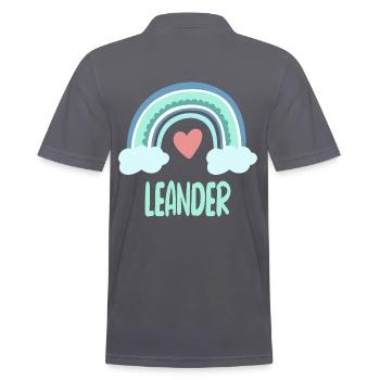 Leander Name Regenbogen Baby - Männer Poloshirt - Anthrazit - Hinten - Nico (186cm)