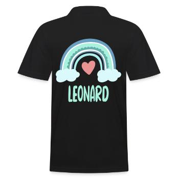 Leonard Name Rainbow Baby - Men's Polo Shirt - black - Back - Kai (181cm)