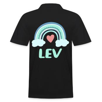 Lev Name Regenbogen Baby - Männer Poloshirt - Schwarz - Hinten - Kai (181cm)