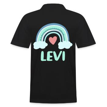 Levi Name Regenbogen Baby - Männer Poloshirt - Schwarz - Hinten - Kai (181cm)