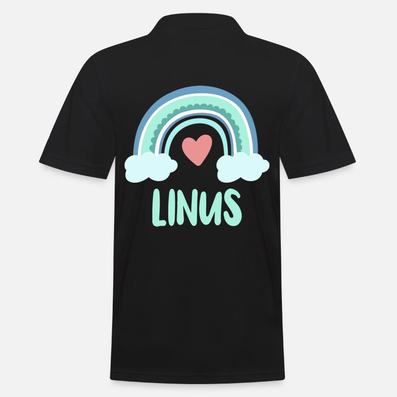 Linus Name Regenbogen Baby - Männer Poloshirt - Schwarz