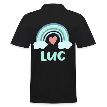 Luc Name Regenbogen Baby - Männer Poloshirt - Schwarz - Hinten - Kai (181cm)