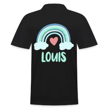 Louis Name Regenbogen Baby - Männer Poloshirt - Schwarz - Hinten - Kai (181cm)