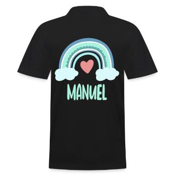 Manuel Name Regenbogen Baby - Männer Poloshirt - Schwarz - Hinten - Kai (181cm)