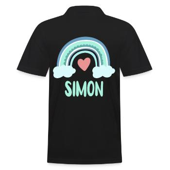 Simon Name Regenbogen Baby - Männer Poloshirt - Schwarz - Hinten - Kai (181cm)