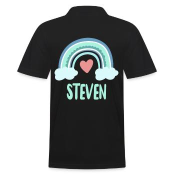 Steven Name Rainbow Baby - Men's Polo Shirt - black - Back - Kai (181cm)