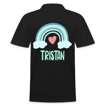 Tristan Name Regenbogen Baby - Männer Poloshirt - Schwarz - Hinten - Kai (181cm)