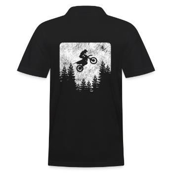 Square Retro Motocross Motorcycle Biker Cross - Men's Polo Shirt - black - Back - Kai (181cm)