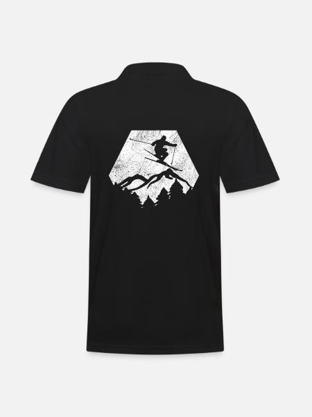 Ski Vinter Sport Alper Bjerge Piste Polygon - Herre poloshirt - sort