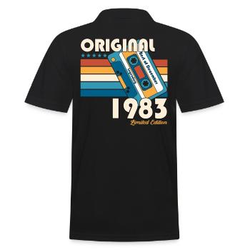 December Born 1983 39th birthday gift - Men's Polo Shirt - black - Back - Kai (181cm)
