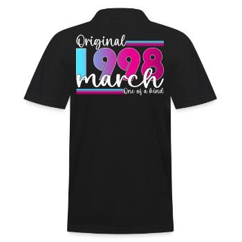 25. Geburtstag Frau Original März Jahrgang 1998 - Männer Poloshirt - Schwarz - Hinten - Kai (181cm)