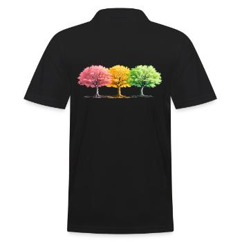 Trees Colorful Fantasy Forest - Men's Polo Shirt - black - Back - Kai (181cm)