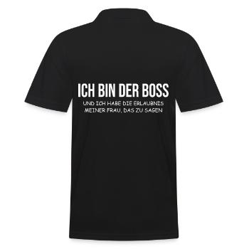 Vater/Papa - Ich bin der Boss - Männer Poloshirt - Schwarz - Hinten - Kai (181cm)