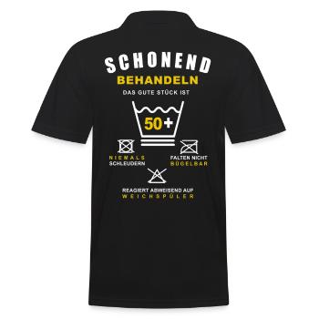 50 Geburtstag Schonend Behandeln Das Gute Stück - Männer Poloshirt - Schwarz - Hinten - Kai (181cm)