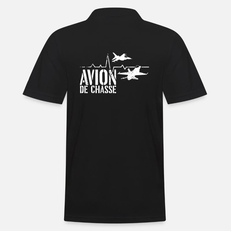 Avion de chasse électrocardiogramme - Polo Homme - noir