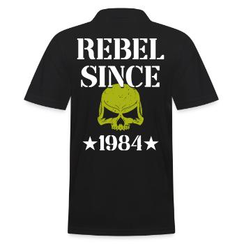 Rebel since 1984 - Männer Poloshirt - Schwarz - Hinten - Kai (181cm)