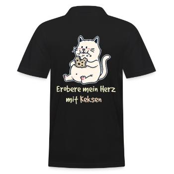 Erobere mein Herz mit Keksen Fantasy Katze Kinder - Männer Poloshirt - Schwarz - Hinten - Kai (181cm)