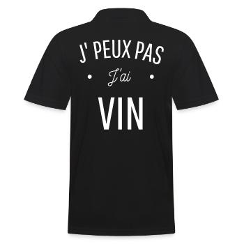 JE PEUX PAS J'AI VIN idée cadeau humour oenologue - Polo Homme - noir - Dos - Kai (181cm)
