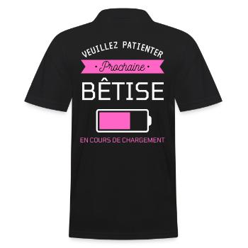 PROCHAINE BÊTISE cadeau humour - Polo Homme - noir - Dos - Kai (181cm)