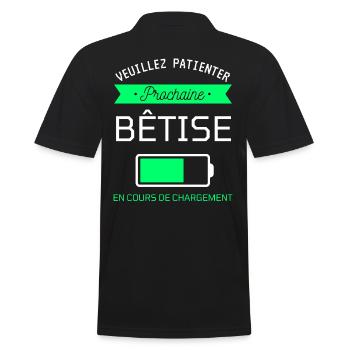 PROCHAINE BÊTISE cadeau humour - Polo Homme - noir - Dos - Kai (181cm)