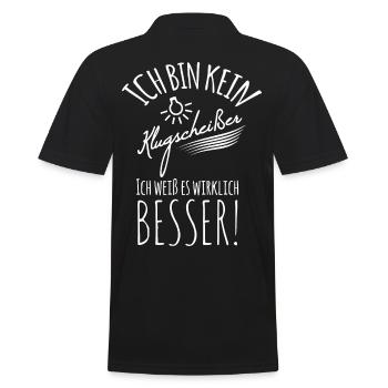 ICH BIN KEIN KLUGSCHEISSER ICH WEISS ES WIRKLICH - Männer Poloshirt - Schwarz - Hinten - Kai (181cm)