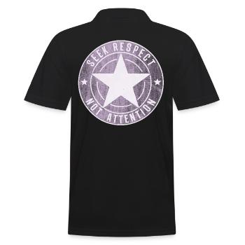 SEEK RESPECT stern pink frauenpower - Men's Polo Shirt - black - Back - Kai (181cm)