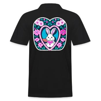 Blumenmit Osterhase - Männer Poloshirt - Schwarz - Hinten - Kai (181cm)