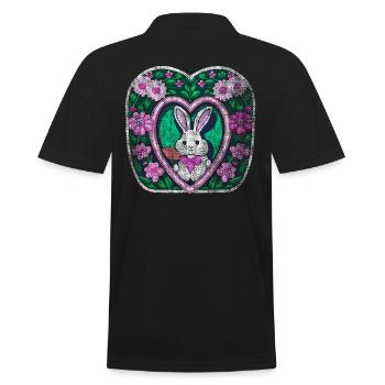 retro used-look Easter bunny classic - Men's Polo Shirt - black - Back - Kai (181cm)