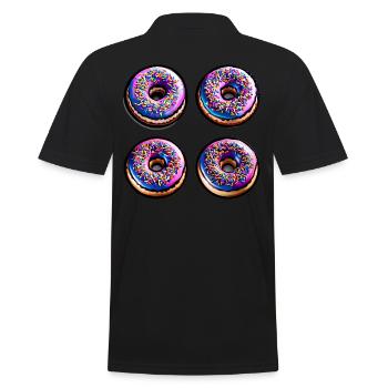 Vier Donuts - Männer Poloshirt - Schwarz - Hinten - Kai (181cm)