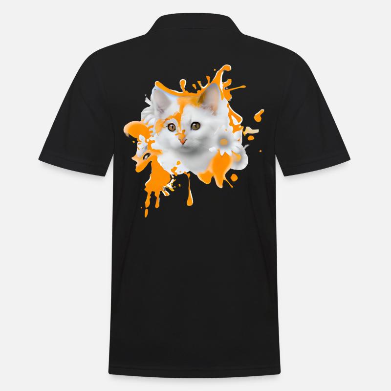 Chat fleuri - Polo Homme - noir