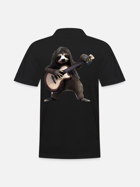 Sloth with guitar - Men's Polo Shirt - black