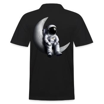 Astronaut in the crescent moon - Men's Polo Shirt - black - Back - Kai (181cm)