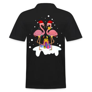 Flamingo-Weihnachten. Weihnachtsgeschenk - Männer Poloshirt - Schwarz - Hinten - Kai (181cm)